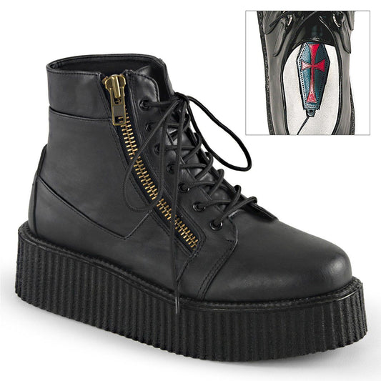 V-CREEPER-571 Black Vegan Leather Ankle Boot Demonia