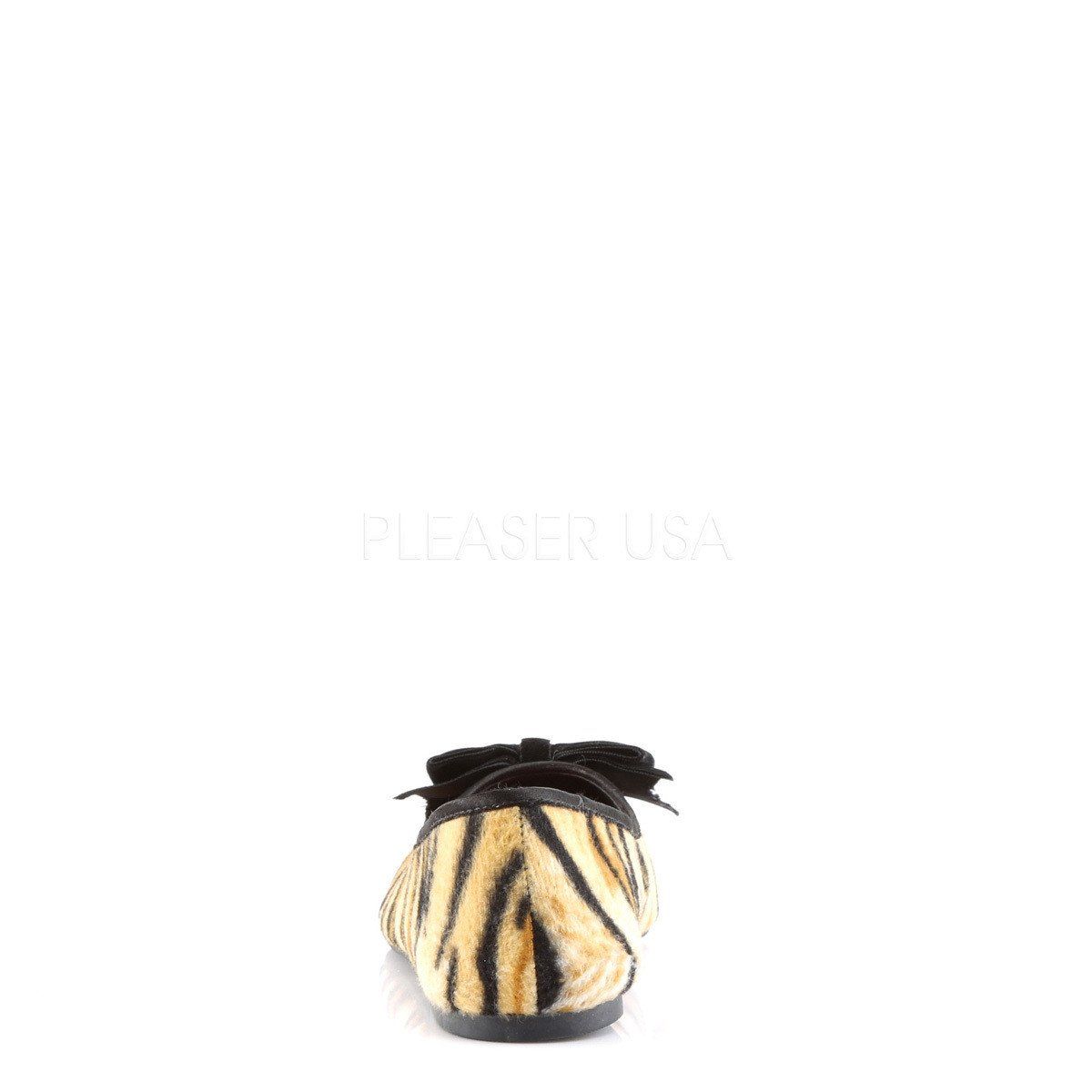 VAIL-02 Tiger Print Faux Hair Ballet Flat Demonia