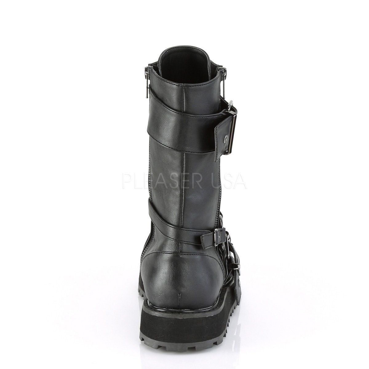 VALOR-220 Black Vegan Leather Mid-Calf Boot Demonia