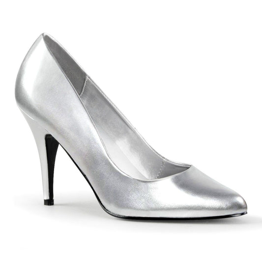 VANITY-420 Silver Faux Leather Pump Pleaser