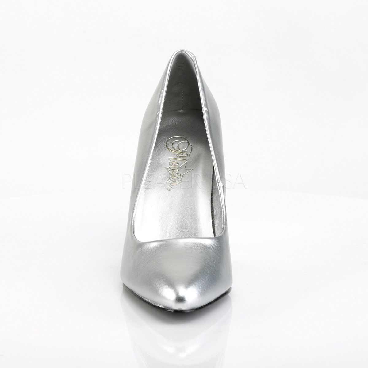 VANITY-420 Silver Faux Leather Pump Pleaser