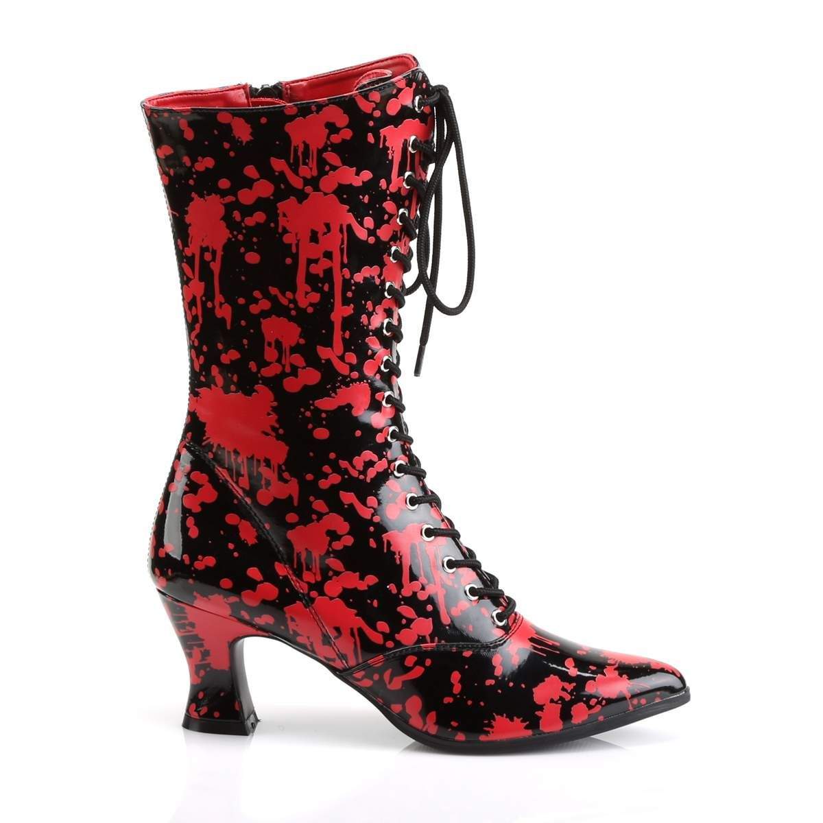 VICTORIAN-120BL Black-Red Patent