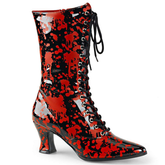 VICTORIAN-120BL Black-Red Patent