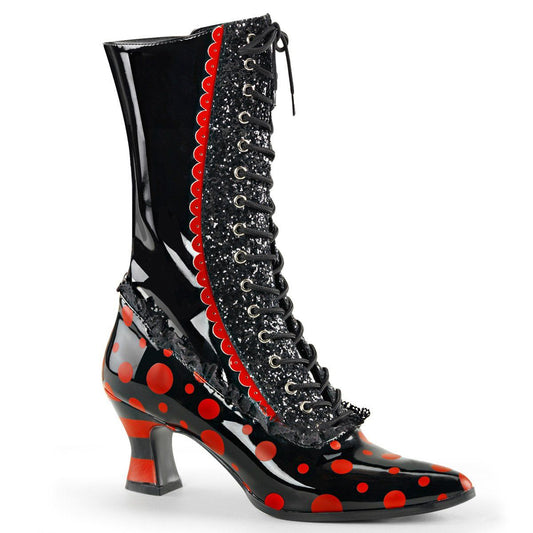 VICTORIAN-122 Black-Red Patent Funtasma