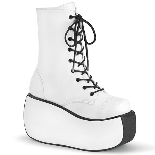 VIOLET-120 White Vegan Leather Ankle Boot Demonia