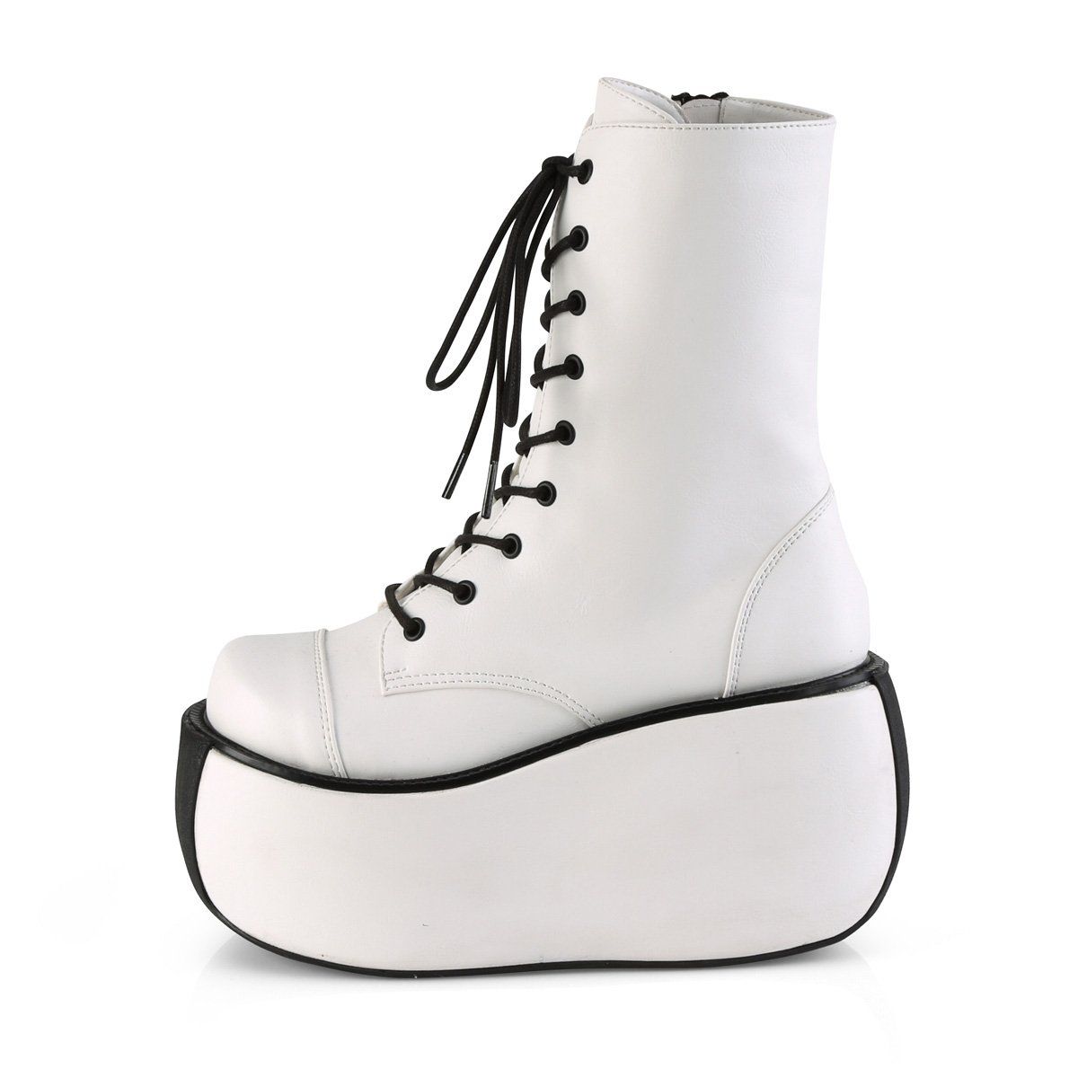 VIOLET-120 White Vegan Leather Ankle Boot Demonia