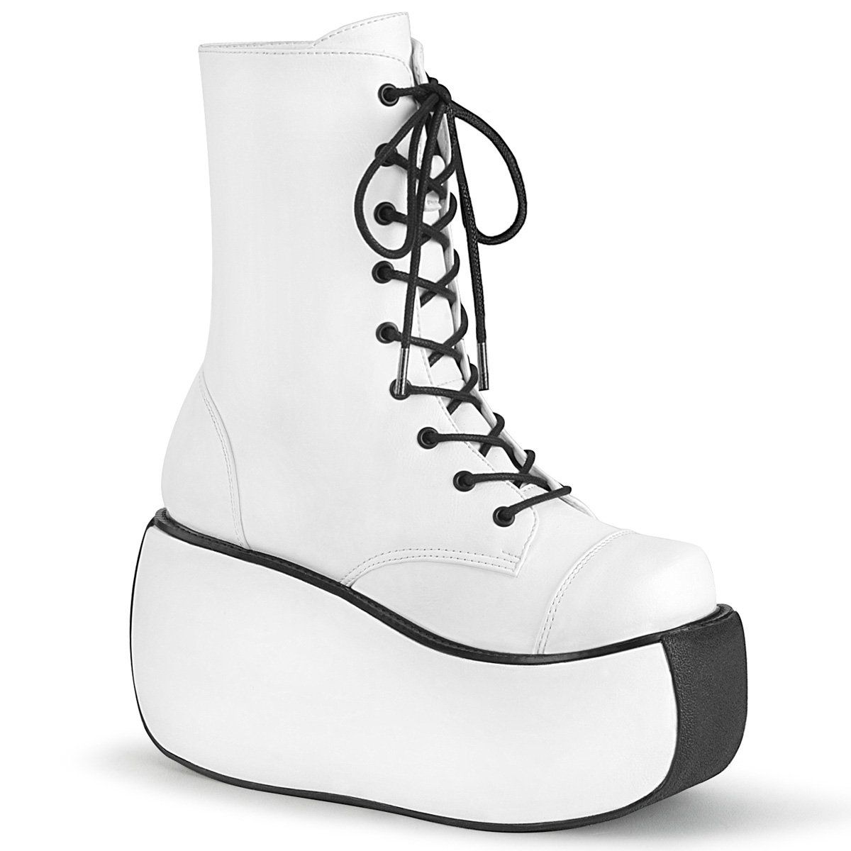 VIOLET-120 White Vegan Leather Ankle Boot Demonia
