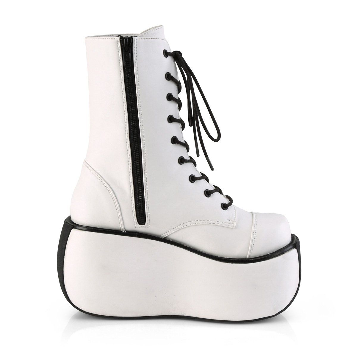 VIOLET-120 White Vegan Leather Ankle Boot Demonia