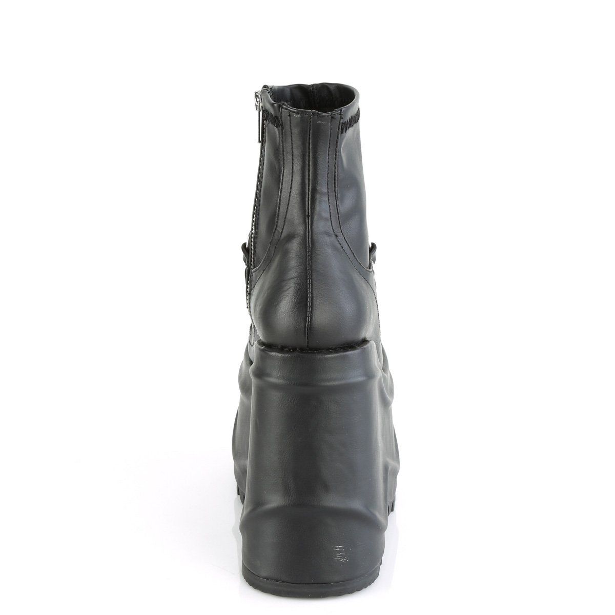 WAVE-110 Black Stretch Vegan Leather Ankle Boot Demonia