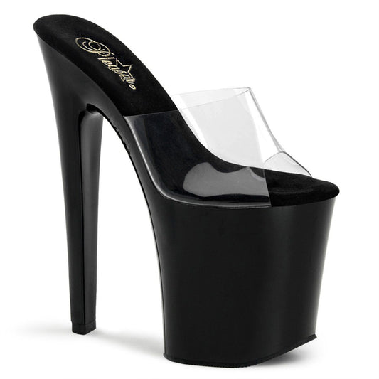 XTREME-801 Clear/Black Platform Sandal Pleaser