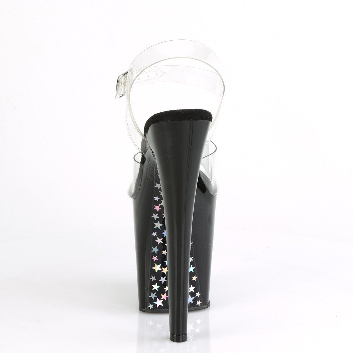 XTREME-808CHS Clear/ Black -Silver Holo Platform Sandal Pleaser