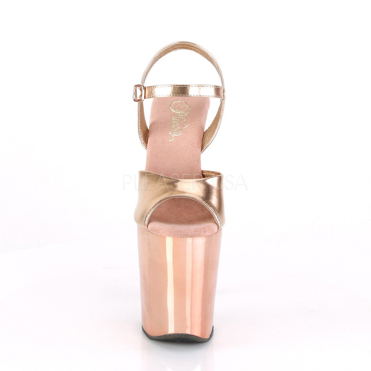 XTREME-809TTG Rose Gold Metallic Pu/Rose Gold Chrome-Gltr Platform Sandal Pleaser