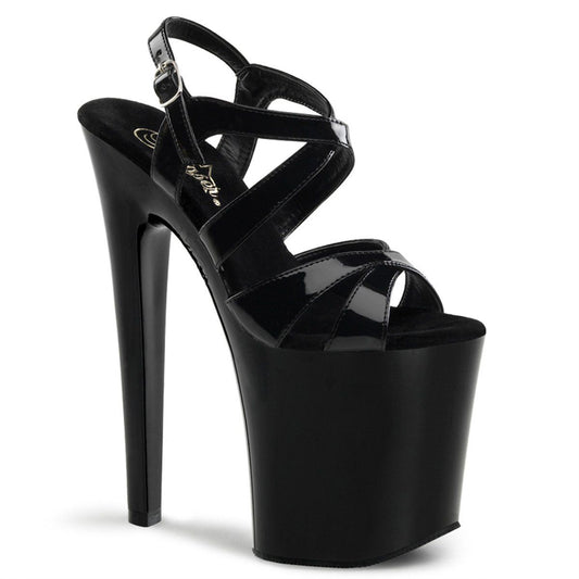 XTREME-872 Black Patent Platform Sandal Pleaser