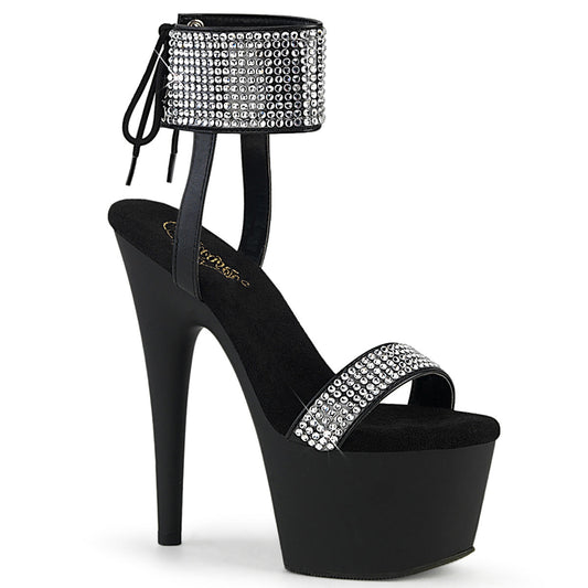ADORE-770 Black Faux Leather-Rhinestones/Black Matte