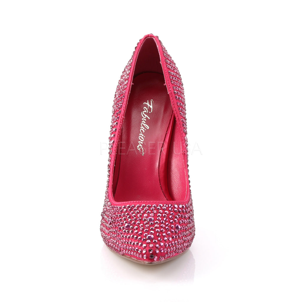 AMUSE-20RS Hot Pink Satin Rhinestone Pump