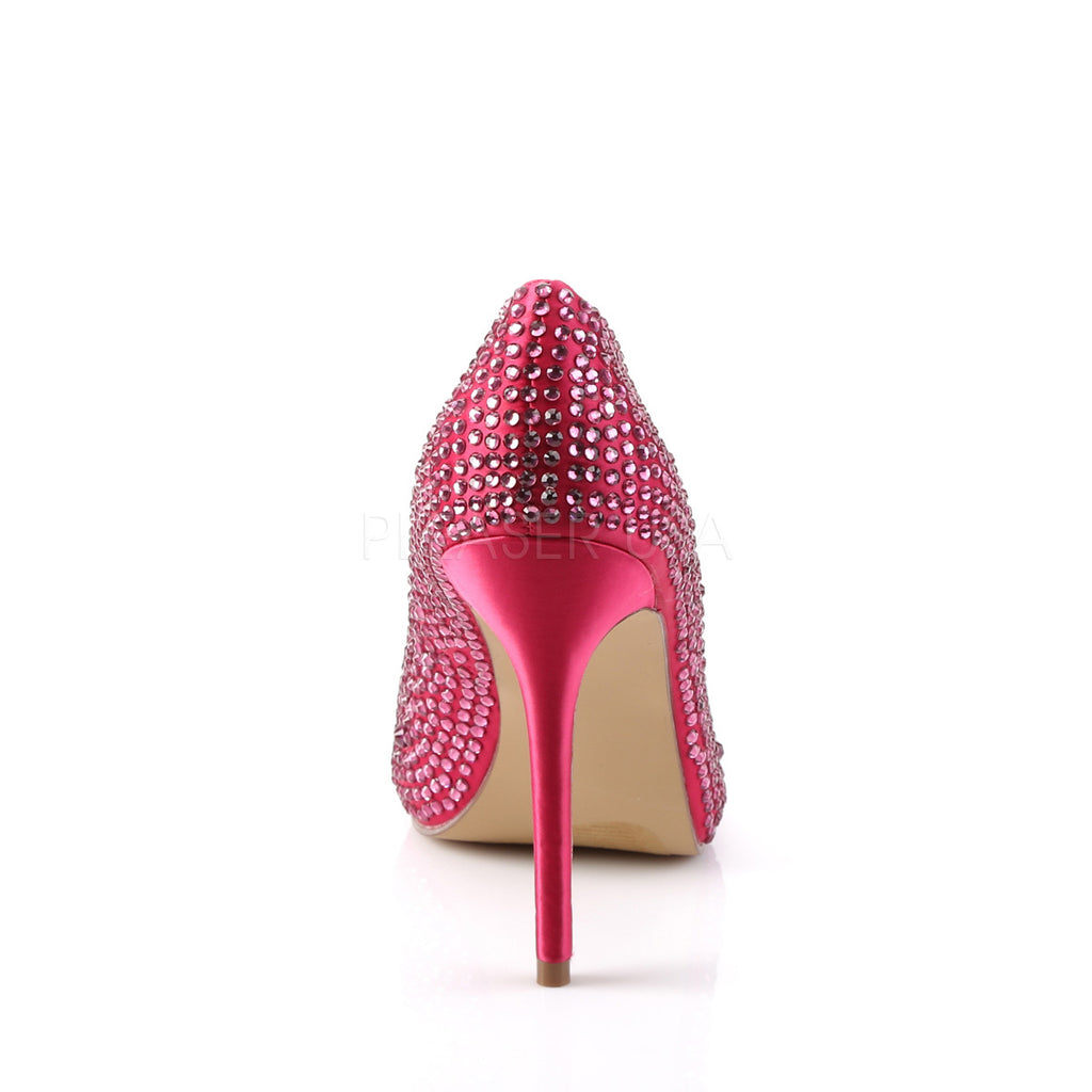AMUSE-20RS Hot Pink Satin Rhinestone Pump
