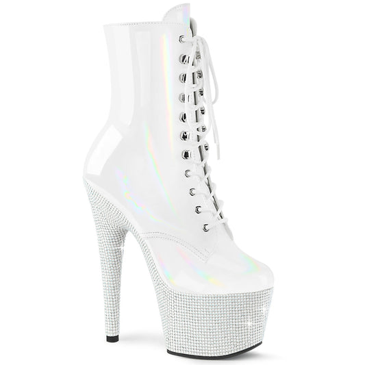 BEJEWELED-1020-7 White Holo Patent/White Rhinestones