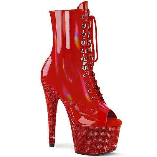 BEJEWELED-1021-7 Red Holo Patent/Red Rhinestones