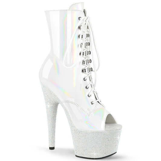 BEJEWELED-1021-7 White Holo Patent/White Rhinestones