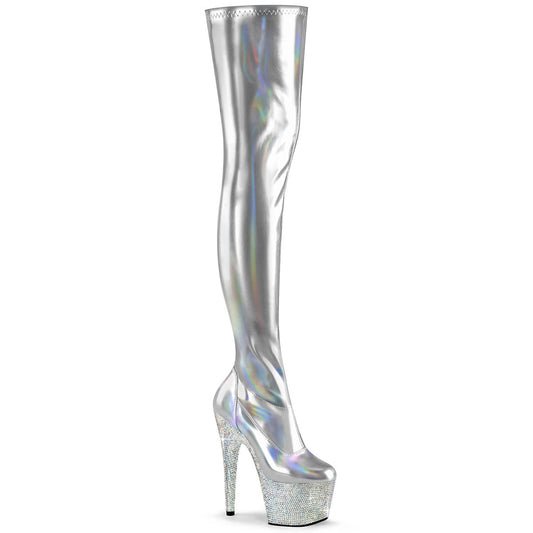 BEJEWELED-3000-7 Silver Stretch Holo Patent/Silver AB Rhinestones