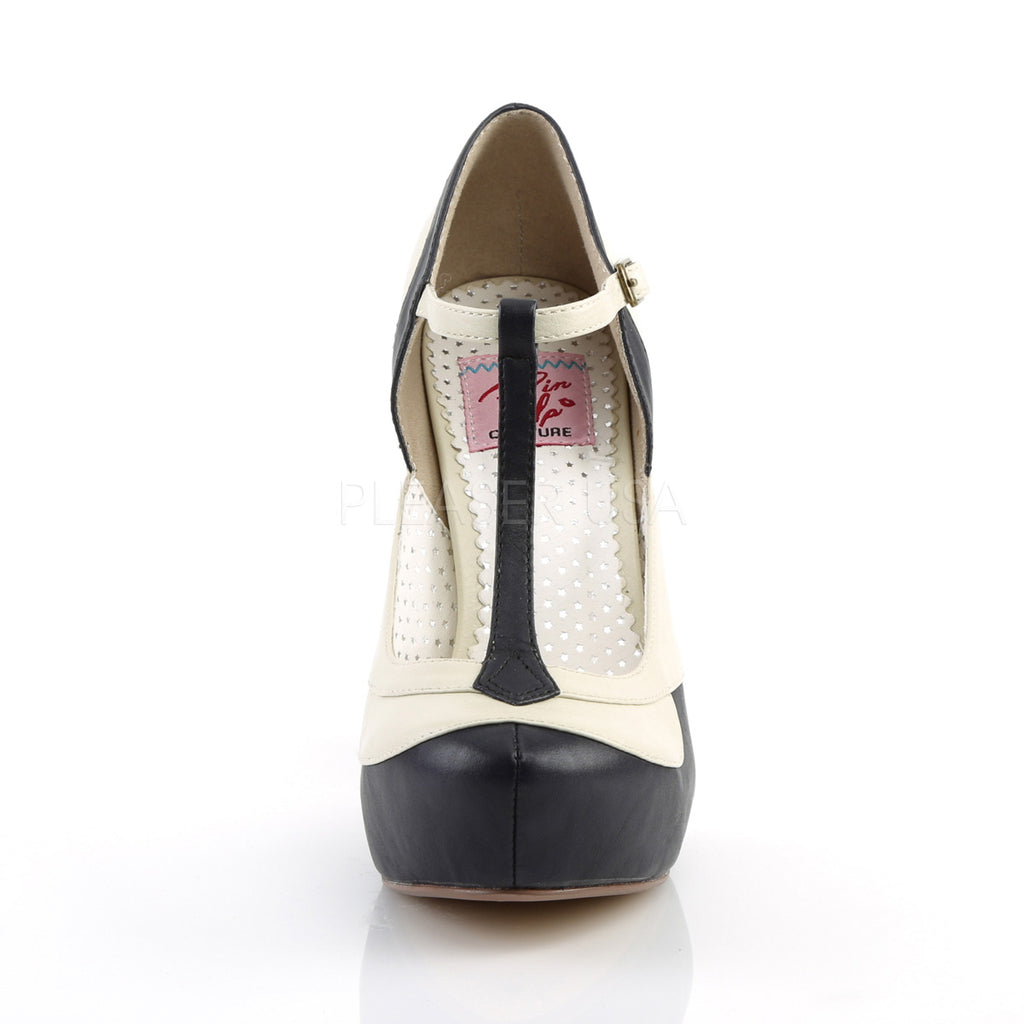 BETTIE-29 Navy Blue-Cream Faux Leather