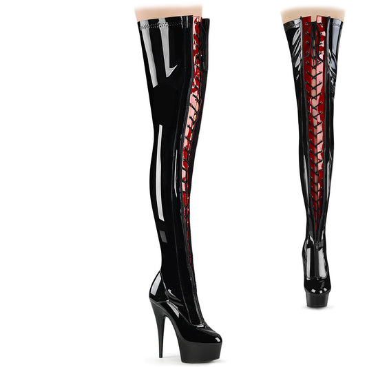 DELIGHT-3027 Black-Red Stretch Patent/Black