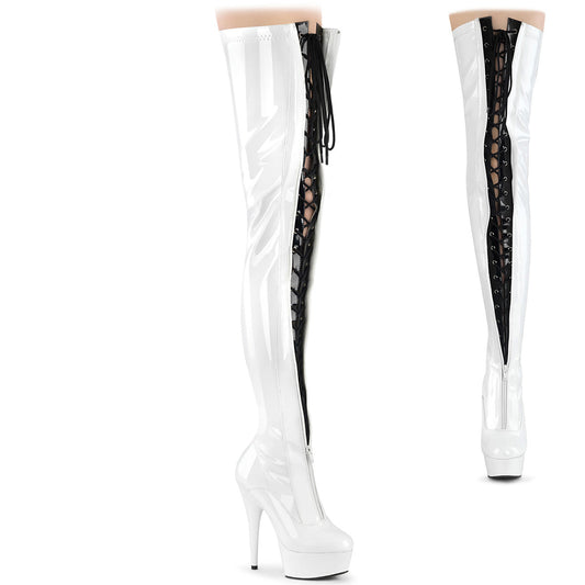 DELIGHT-3027 White-Black Stretch Patent/White