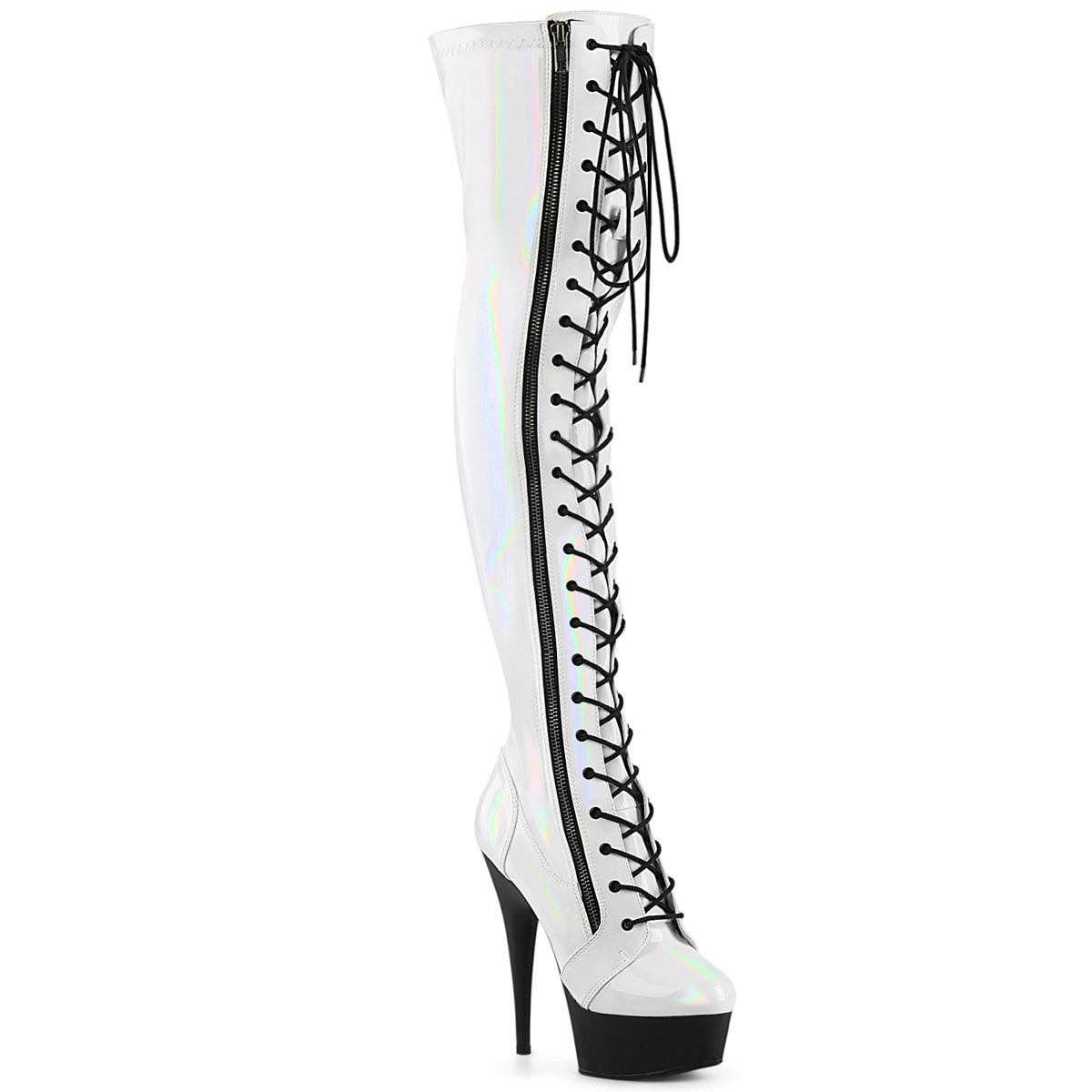 DELIGHT-3029 White Stretch Hologram Patent /Black Matte