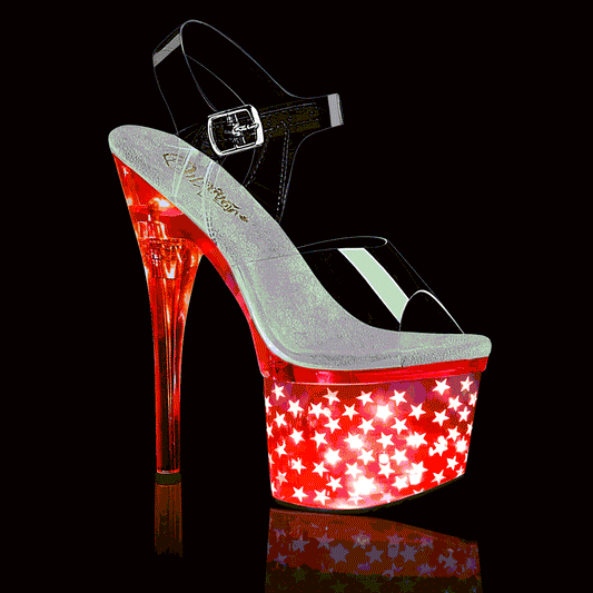 DISCOLITE-708STAR Clear/Silver Chrome Platform Sandal