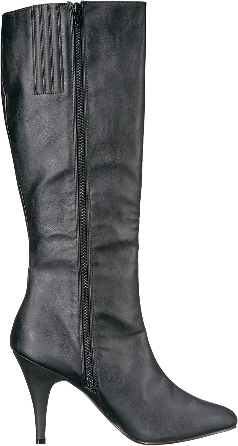 DREAM-2026 Black Faux Leather Knee Boot