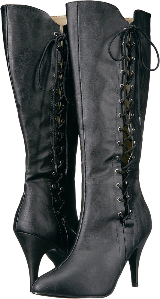 DREAM-2026 Black Faux Leather Knee Boot
