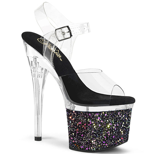 ESTEEM-708LG  Clear / Clear -Black Multi Glitter