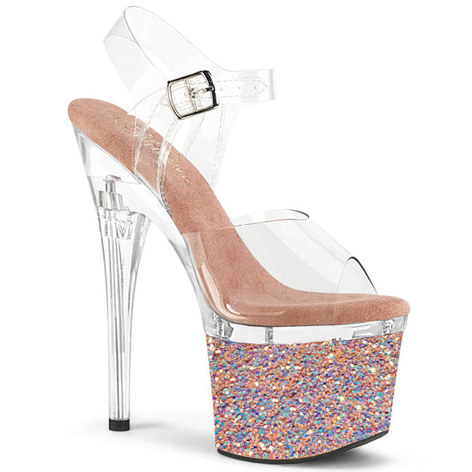 ESTEEM-708LG  Clear / Clear -Rose Gold Glitter
