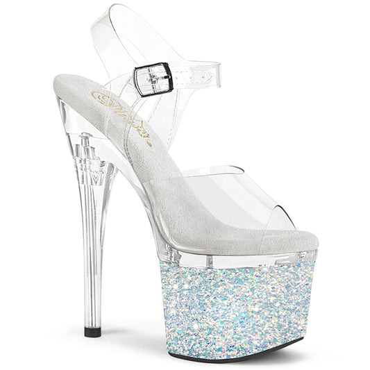 ESTEEM-708LG  Clear / Clear -White Multi Glitter