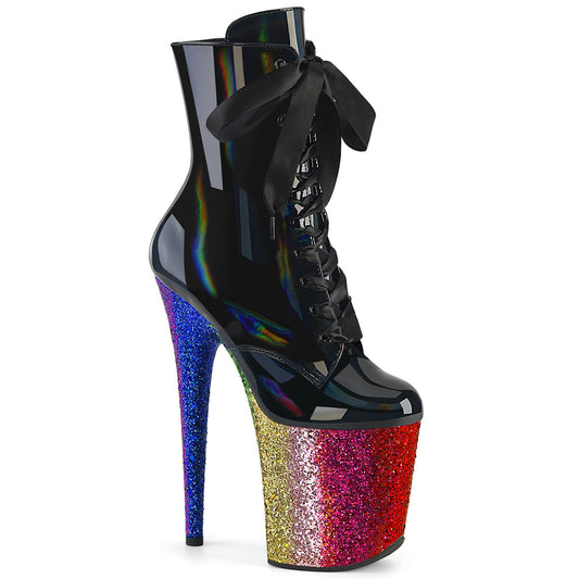 FLAMINGO-1020HG Black Holo Patent/Rainbow Glitter
