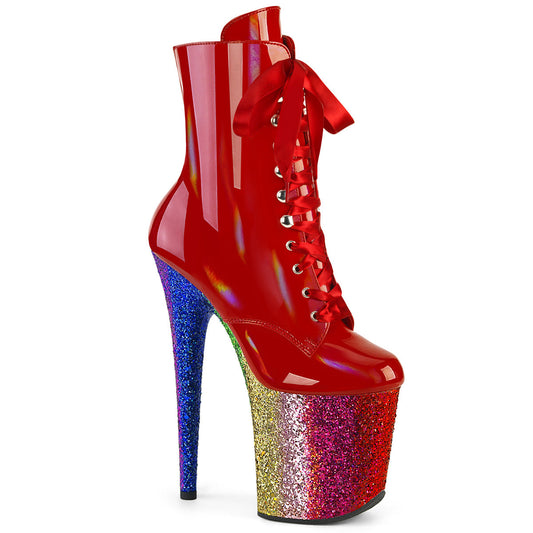 FLAMINGO-1020HG Red Holo Patent/Rainbow Glitter