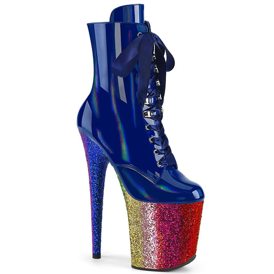 FLAMINGO-1020HG Royal Blue Holo Patent/Rainbow Glitter