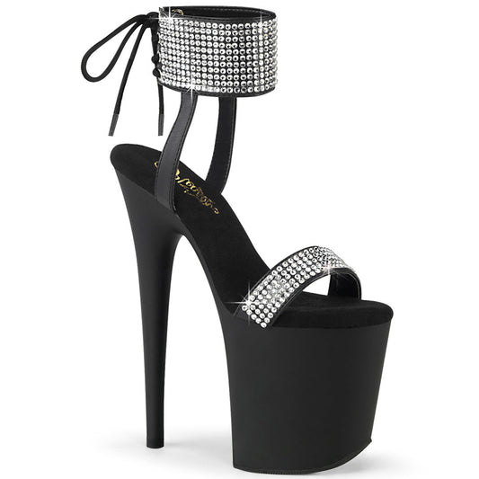 FLAMINGO-870 Black Faux Leather-Rhinestones/Black Matte