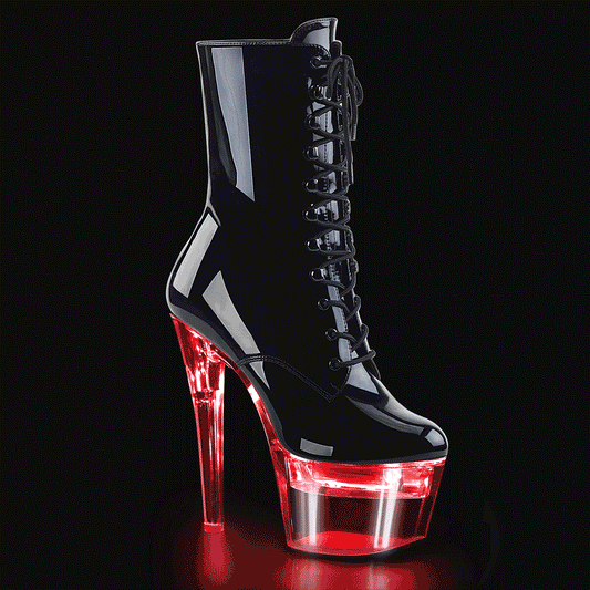 FLASHDANCE-1020-7 Black Patent/Clear Ankle Boot