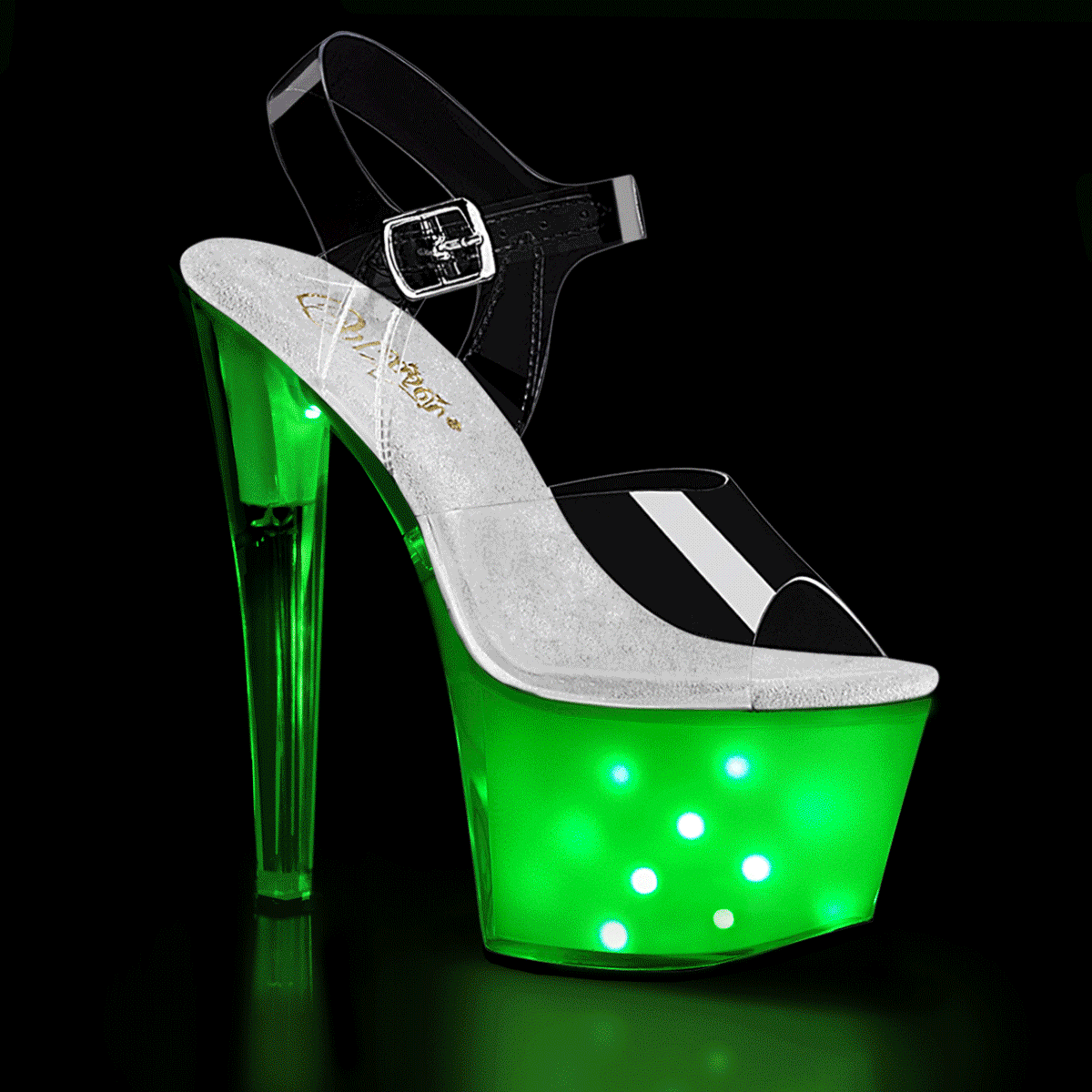 ILLUMINATOR-708 Clear/White Glow Platform Sandal