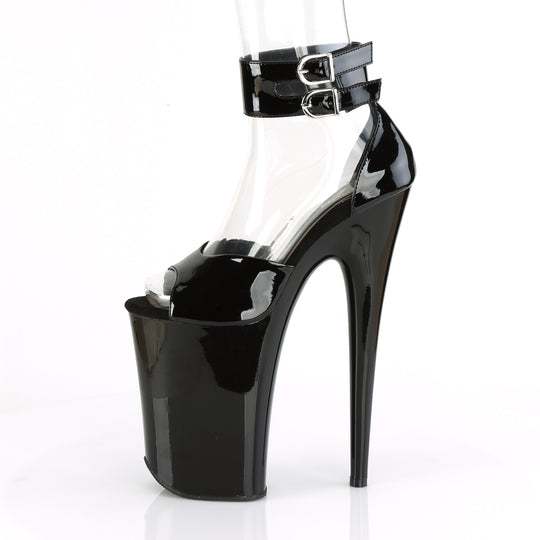 INFINITY-975 Black Patent Platform Sandal