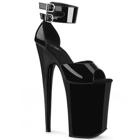 INFINITY-975 Black Patent Platform Sandal