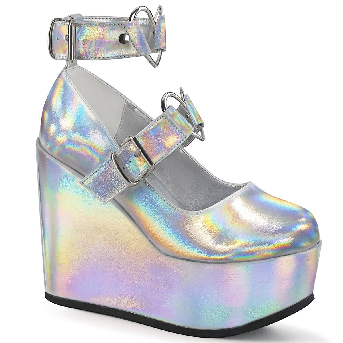 POISON-99-2 Silver Hologram Mary Janes
