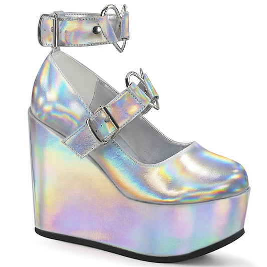POISON-99-2 Silver Hologram Mary Janes
