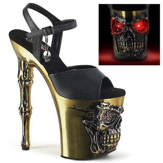 RAPTURE-809-LT Black Faux Leather/Satin Copper Chrome