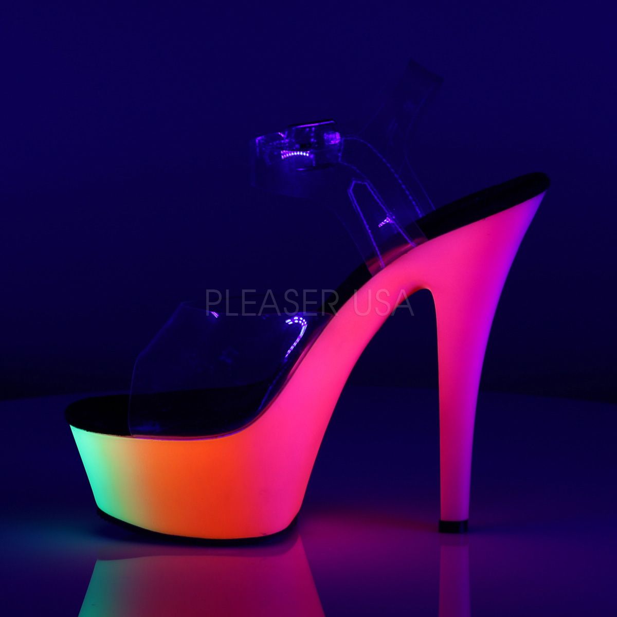 RAINBOW-208UV Clear/Neon Multi Platform Sandal