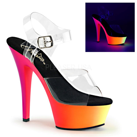 RAINBOW-208UV Clear/Neon Multi Platform Sandal