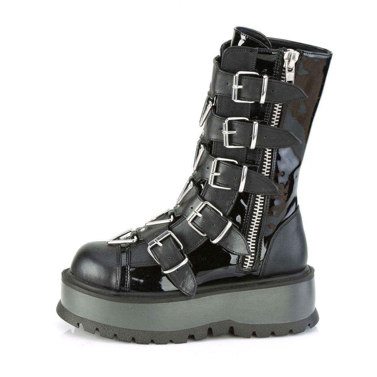 SLACKER-160 Black Patent Vegan Leather