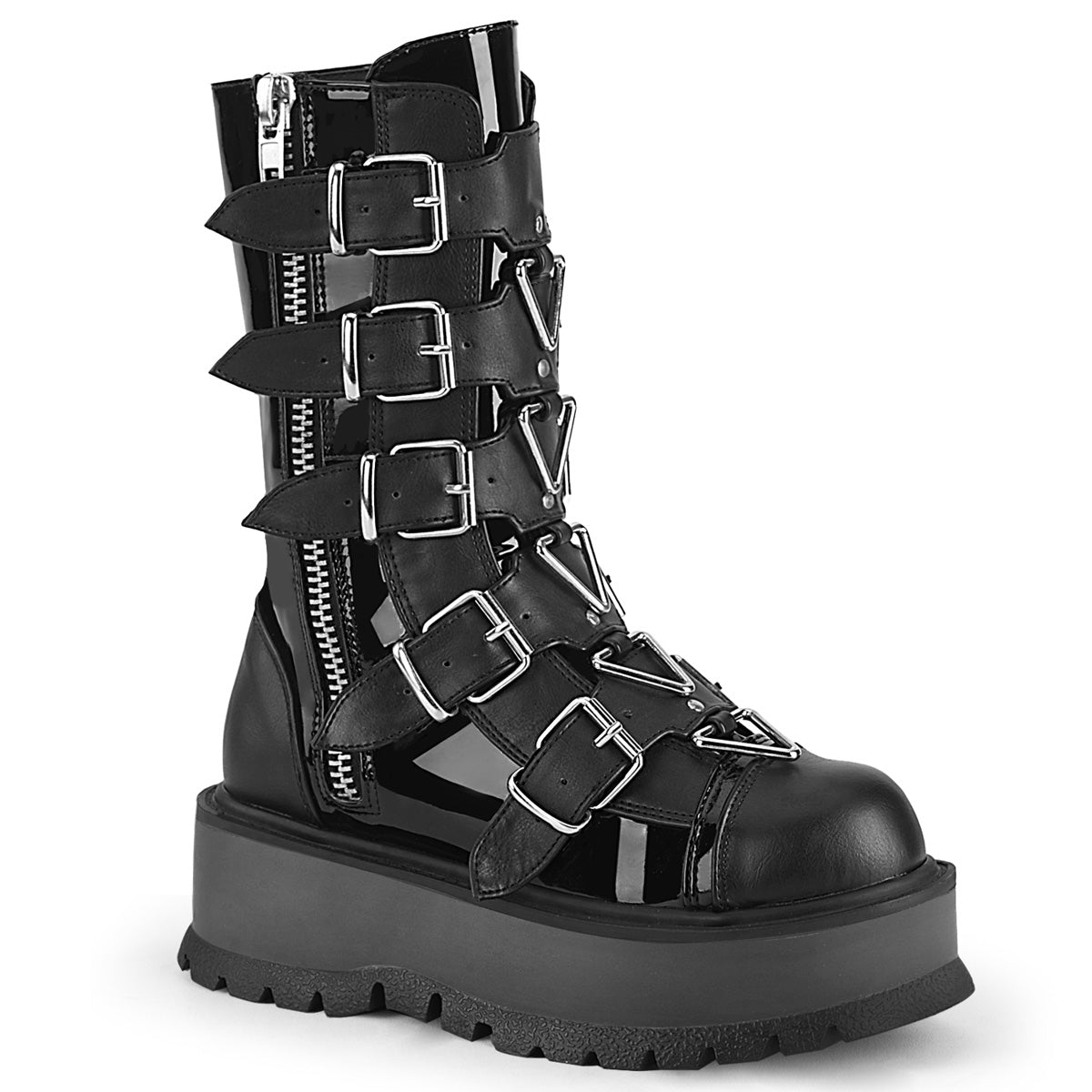 SLACKER-160 Black Patent Vegan Leather