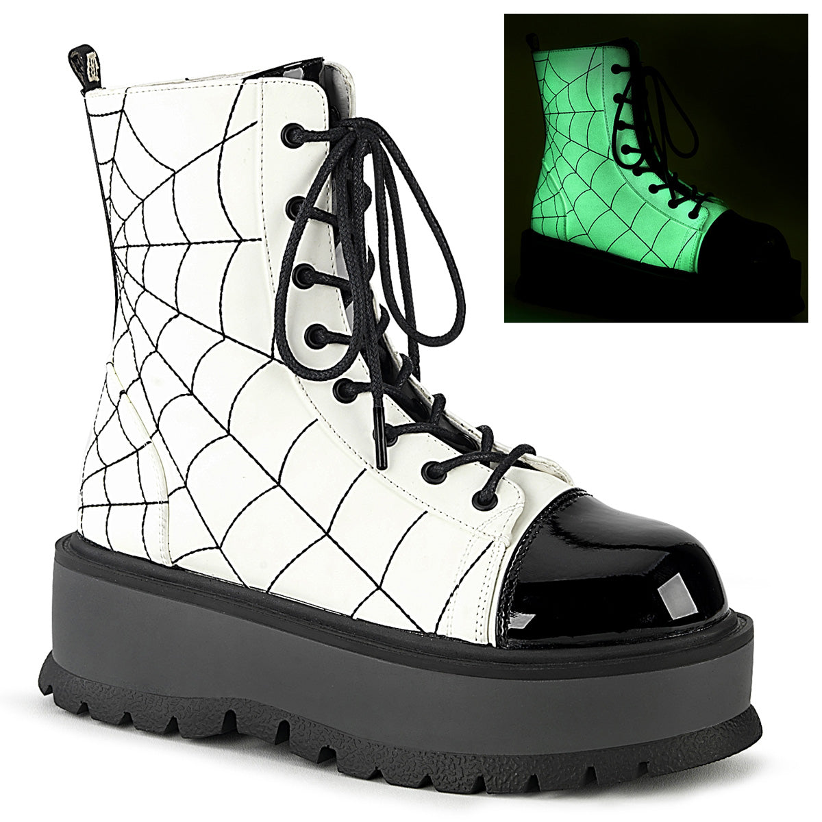 SLACKER-88 White Glow Vegan Leather Black Patent